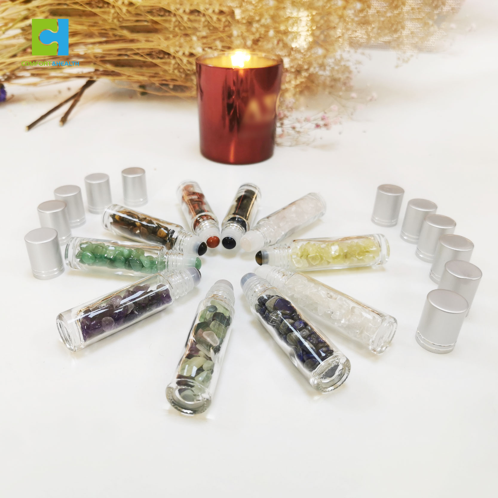 Glass Roll On Perfume Bottles Essential Oil Glass Crystal Roller Bottle 10Ml