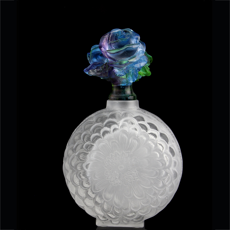 Glass Rose Perfume Bottle Gifts Gift Packaging Personal Care Blue Color Cap for Holiday Birthday with Brush 20 Pcs Acceptabe