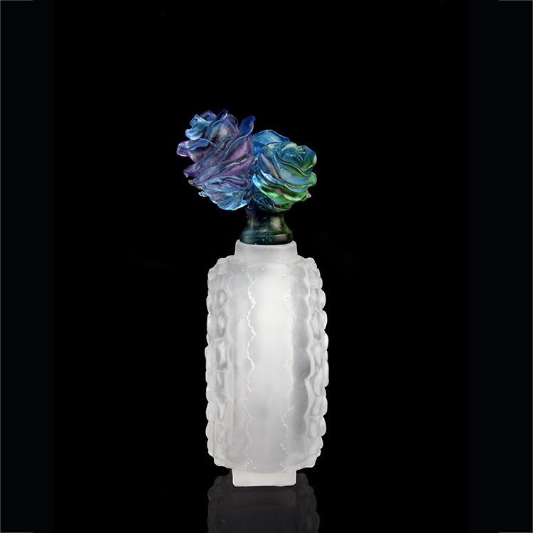 Glass Rose Perfume Bottle Gifts Gift Packaging Personal Care Blue Color Cap for Holiday Birthday with Brush 20 Pcs Acceptabe