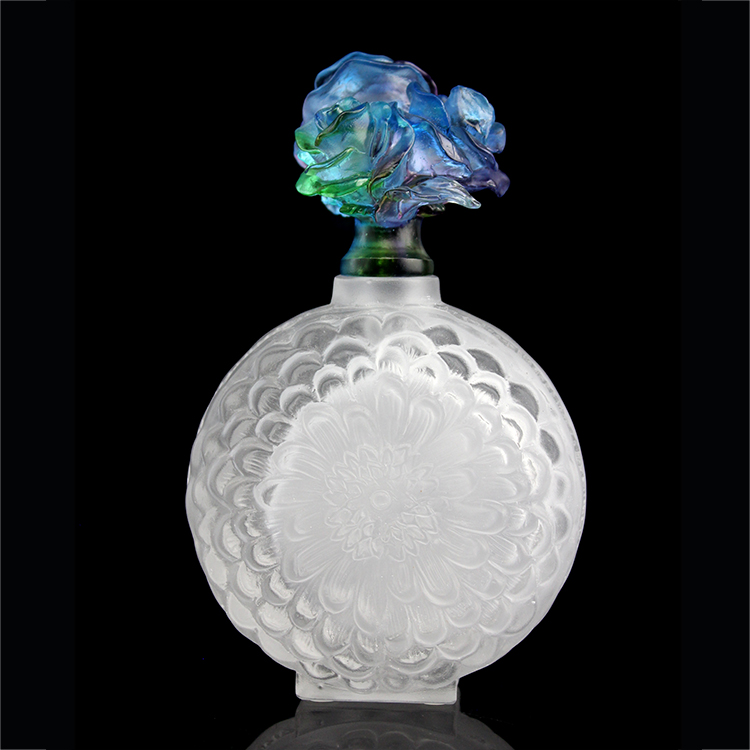 Glass Rose Perfume Bottle Gifts Gift Packaging Personal Care Blue Color Cap for Holiday Birthday with Brush 20 Pcs Acceptabe