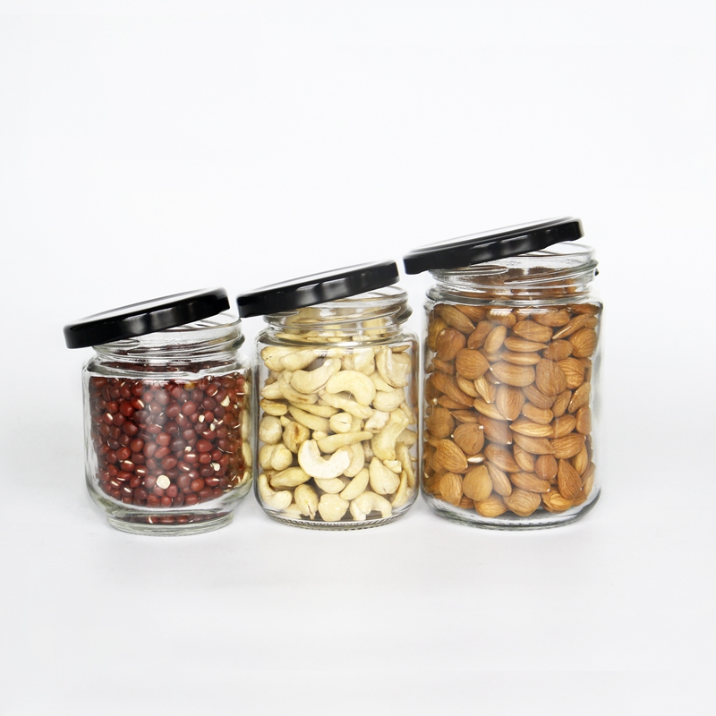 Glass Round Jar With Metal Lid 4 oz 8 oz 10 oz 12 oz 16 oz 26oz 32 oz Wide Mouth Glass Jam Peanut Butter Glass Jar