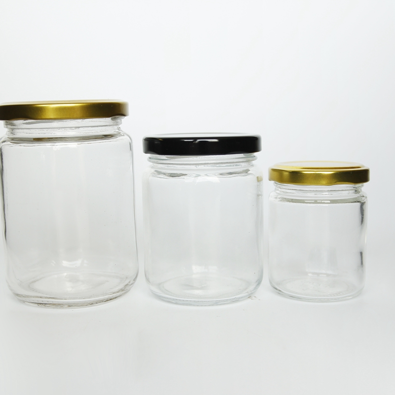 Glass Round Jar With Metal Lid 4 oz 8 oz 10 oz 12 oz 16 oz 26oz 32 oz Wide Mouth Glass Jam Peanut Butter Glass Jar