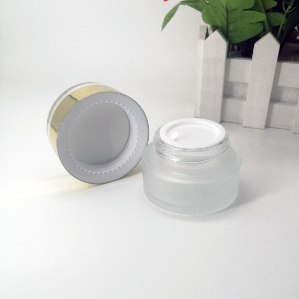 Glass Scrub Cream Empty Jar 30G Skin Care Packaging Jar Cosmetic Filling Container Silver Acrylic Plastic lid