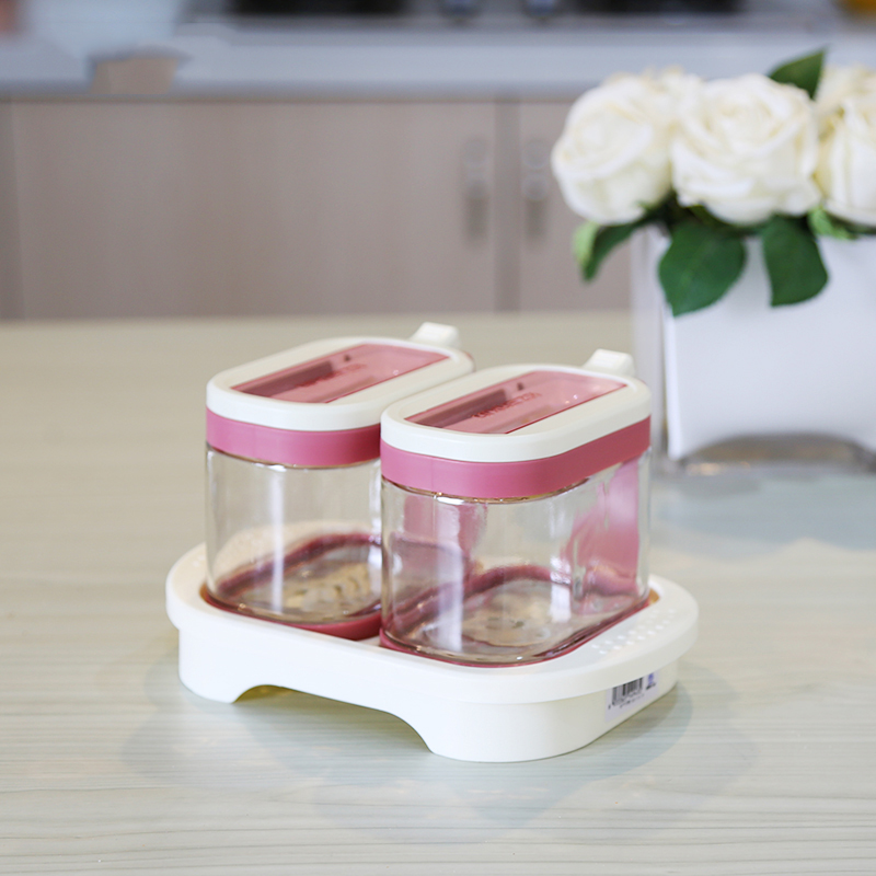 Glass Sealed Jar Kitchen Seasoning Bottle Condiment Container 2pcs