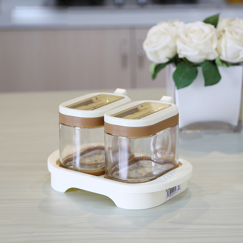 Glass Sealed Jar Kitchen Seasoning Bottle Condiment Container 2pcs