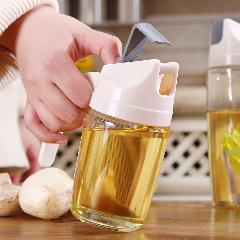 Glass Seasoning Bottle Kitchen Oil Vinegar Soy Sauce Dispenser 300ml