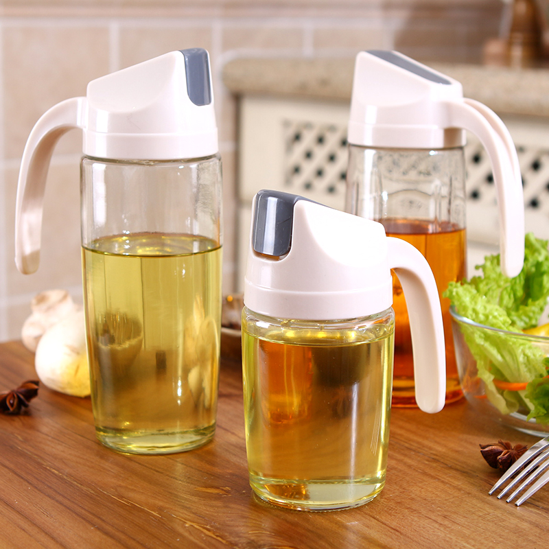 Glass Seasoning Bottle Kitchen Oil Vinegar Soy Sauce Dispenser 600ml