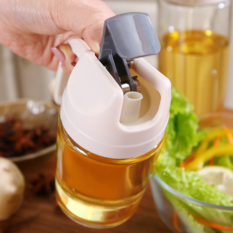 Glass Seasoning Bottle Kitchen Oil Vinegar Soy Sauce Dispenser 600ml
