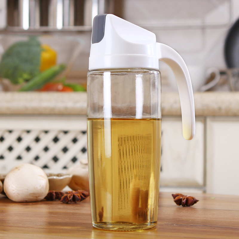 Glass Seasoning Bottle Kitchen Oil Vinegar Soy Sauce Dispenser 600ml