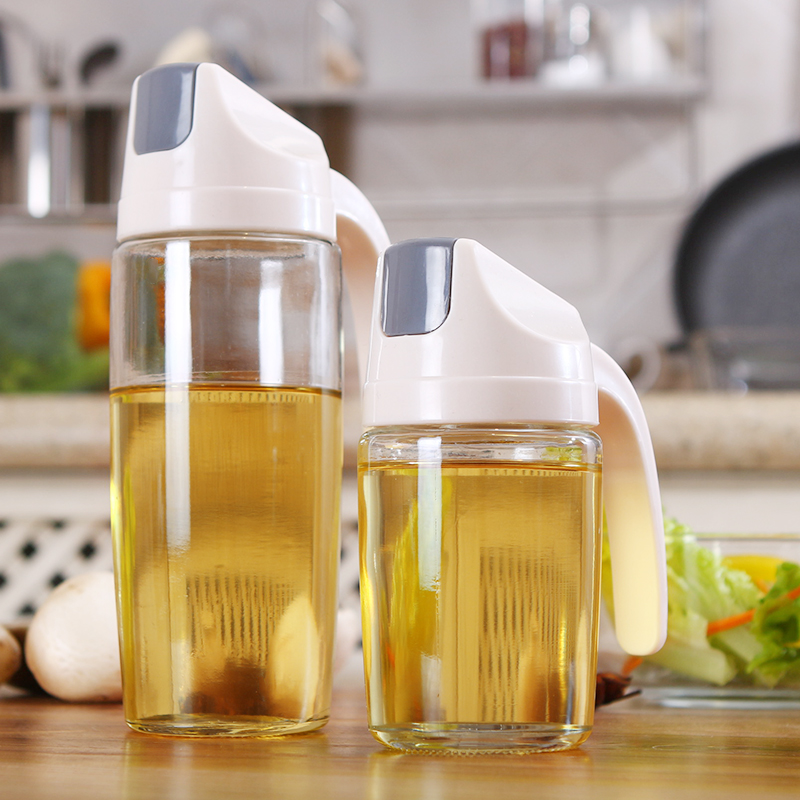 Glass Seasoning Bottle Kitchen Oil Vinegar Soy Sauce Dispenser 600ml