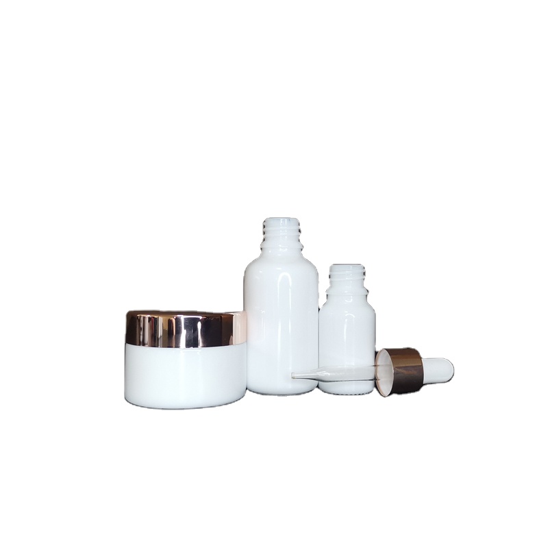Glass Skincare Packaging Cosmetic Scrub Container Rose Gold caps Sample Pure White Face Cream Jars with Lids 20g