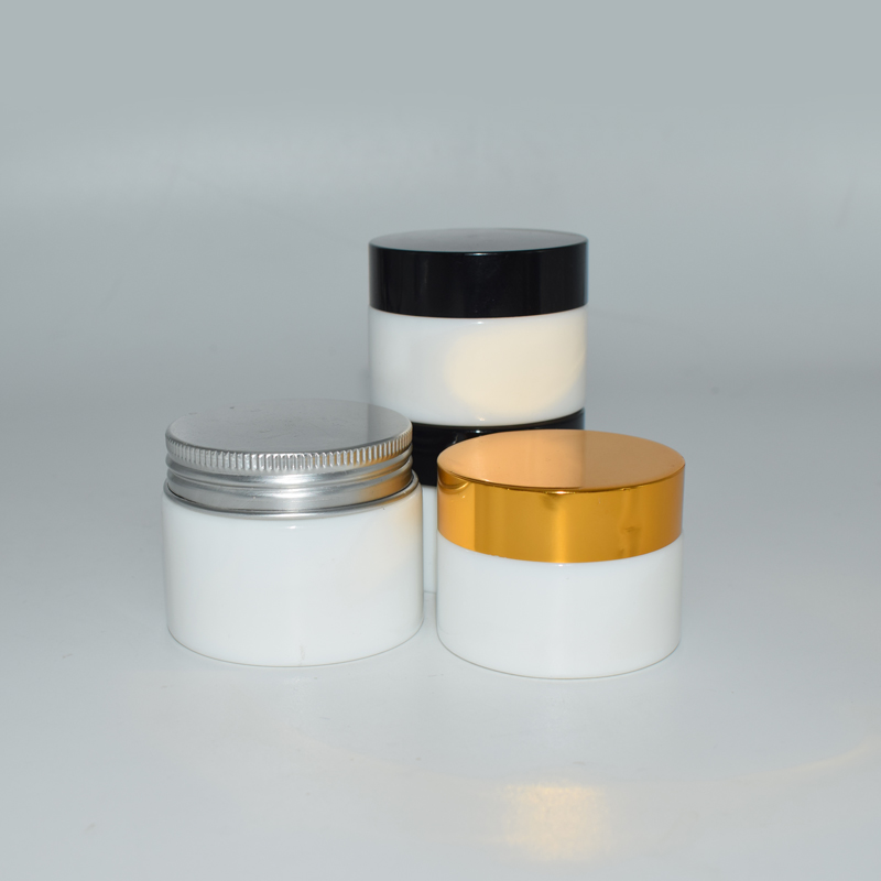 Glass Skincare Packaging Cosmetic Scrub Container Rose Gold caps Sample Pure White Face Cream Jars with Lids 20g