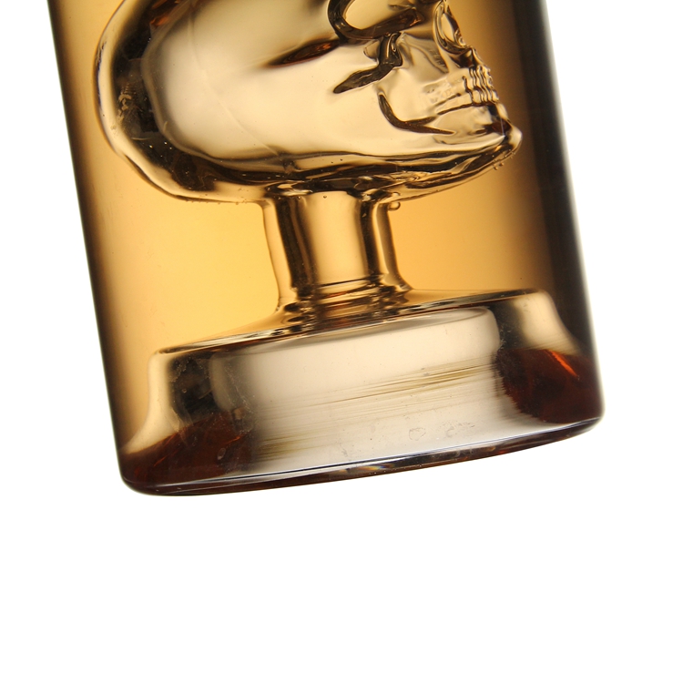 Glass Skull Bottle Enlarges with Whiskey, Tequila, Bourbon Scotch or Rum