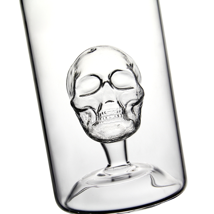Glass Skull Bottle Enlarges with Whiskey, Tequila, Bourbon Scotch or Rum