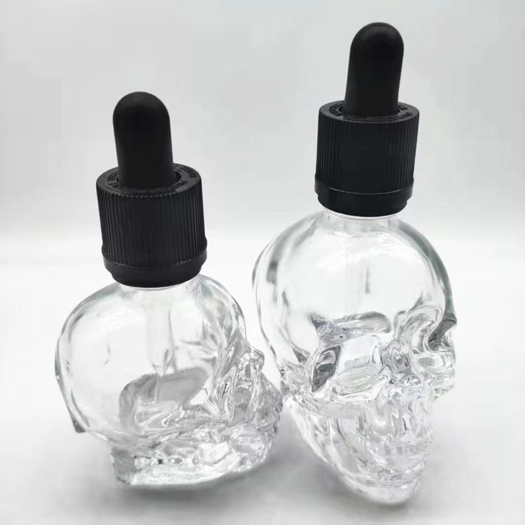 Glass Skull Shape Head Glass Spray Perfume Bottles