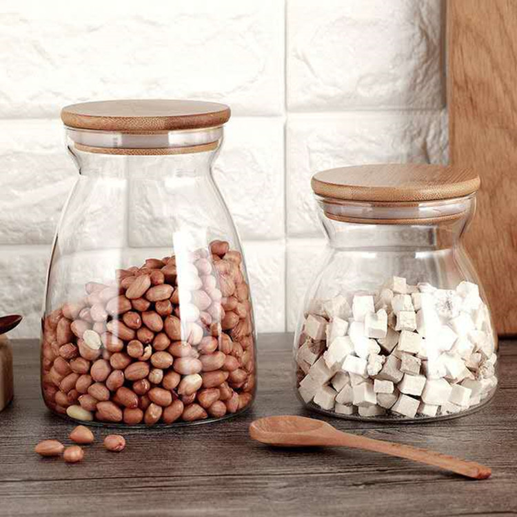 Glass Spice Jar Bottles Clear Glass Storage Jar with Lid