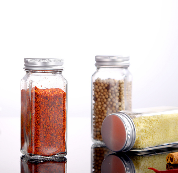 Glass Spice Jars Bottles 4oz 120ml Empty Square Spice Jar
