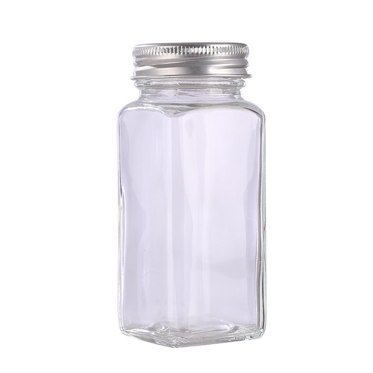 Glass Spice Jars Bottles 4oz 120ml Empty Square Spice Jar