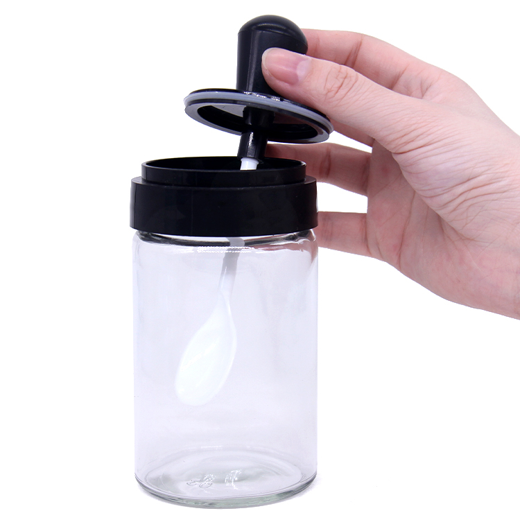Glass Spice Jars Bottles Round Spice Containers with Plastic Caps and Pour Sift Shaker