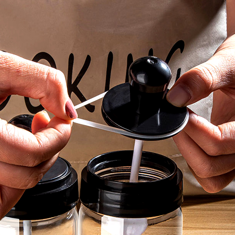 Glass Spice Jars Bottles Round Spice Containers with Plastic Caps and Pour Sift Shaker