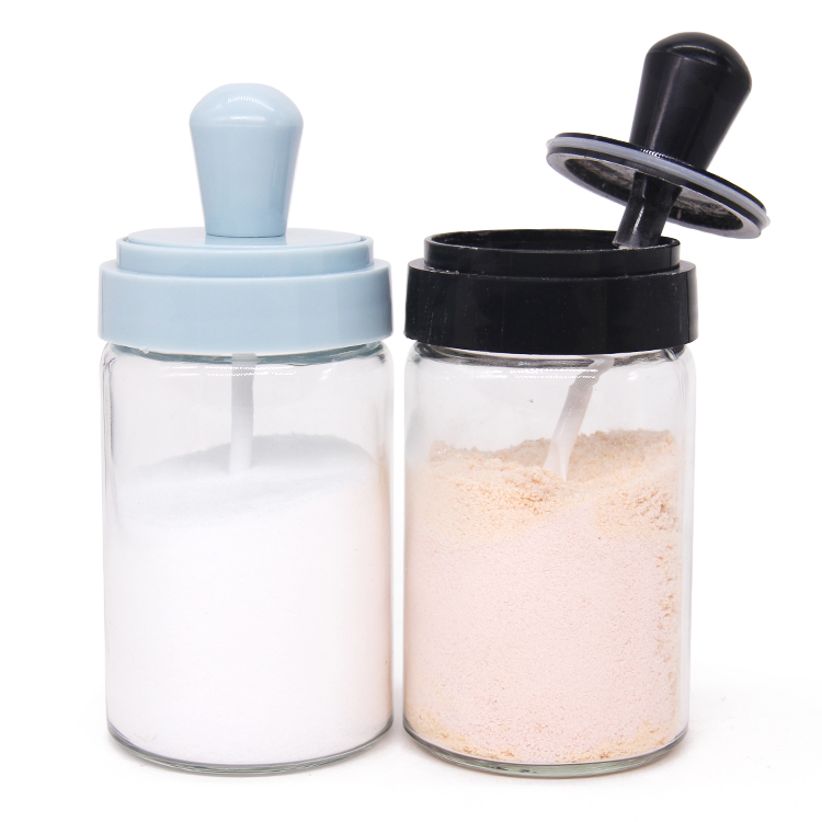 Glass Spice Jars Bottles Round Spice Containers with Plastic Caps and Pour Sift Shaker