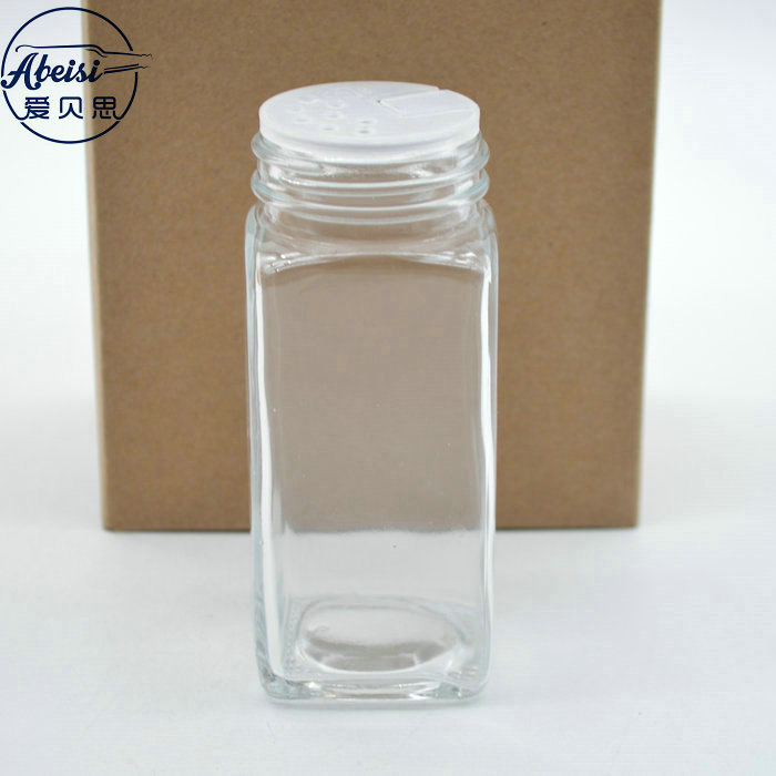 Glass Spice Jars - Square Glass Containers With Airtight Cap