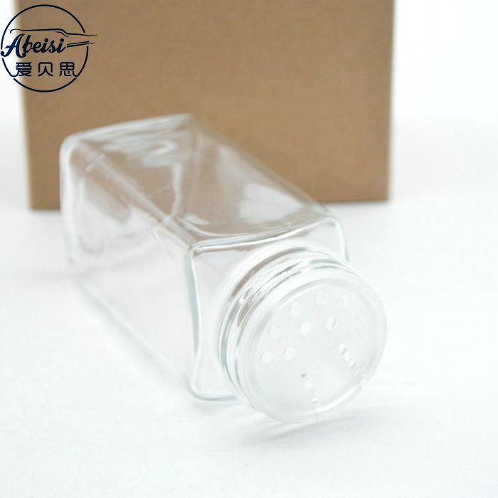 Glass Spice Jars - Square Glass Containers With Airtight Cap
