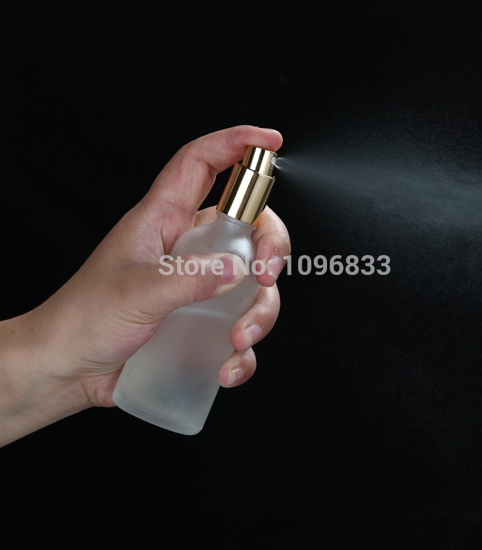 Glass Spray Bottle Gold Lid Lotion Pump Bottle Empty Cosmetic Packaging Containers Frost Glass Vial 5ML-100ML 15Pcs/Lot