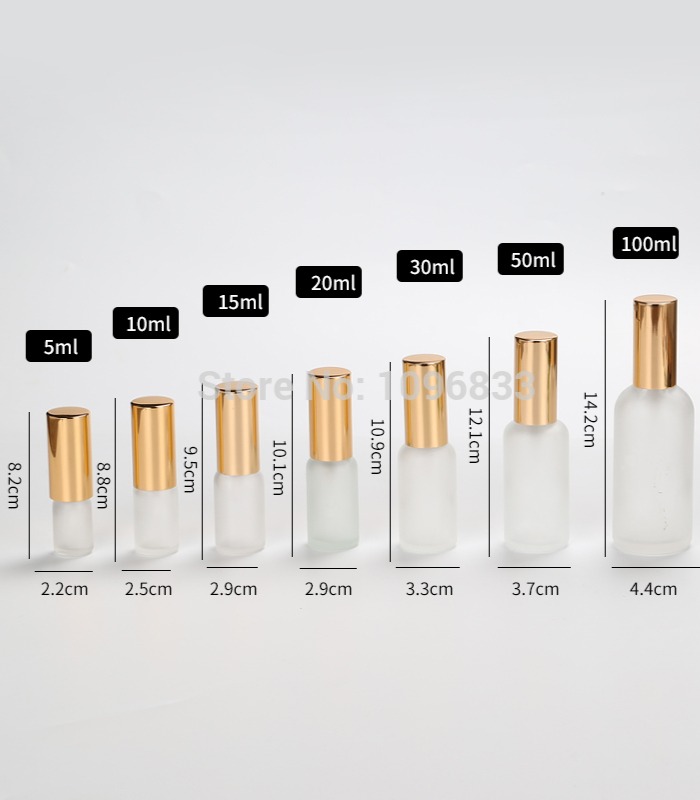 Glass Spray Bottle Gold Lid Lotion Pump Bottle Empty Cosmetic Packaging Containers Frost Glass Vial 5ML-100ML 15Pcs/Lot