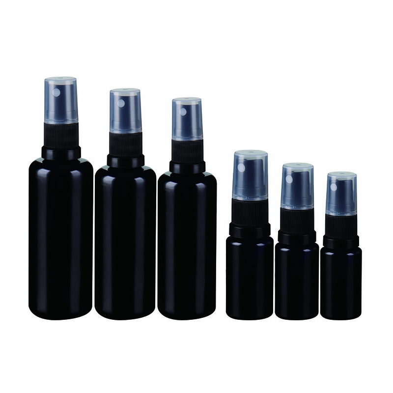 Glass Spray Bottle Violet with Black Sprayer and Plastic PUMP Sprayer 10ml 15ml 30ml 50ml 60ml 100ml Dark Violet Screen Printing