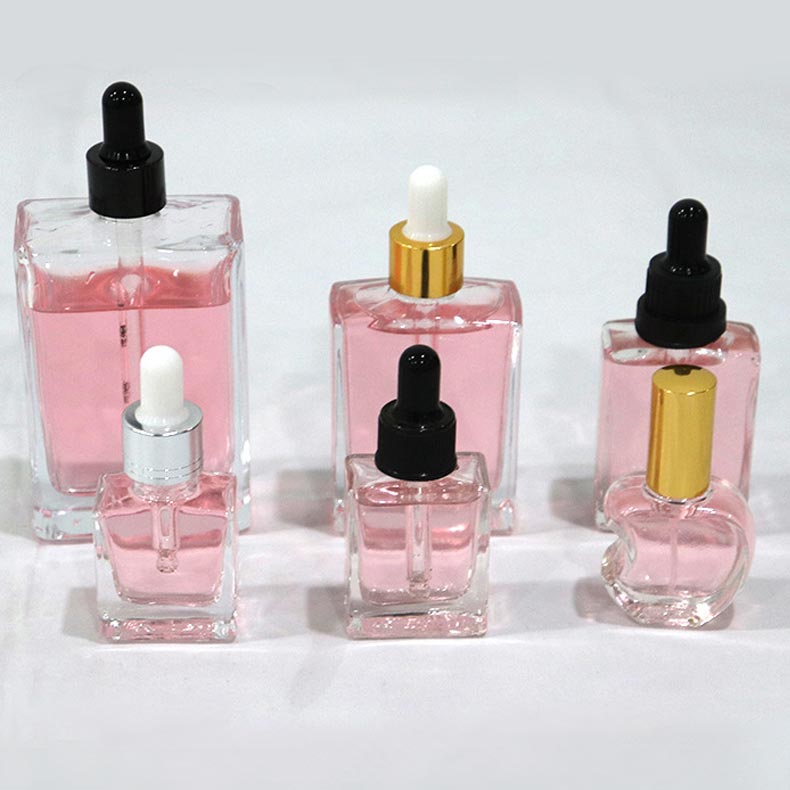 Glass Square Clear Perfume Dropper Victoria Secret Empty Bottles Flat Rhinestone Black Cap Cute Miniature Bottles