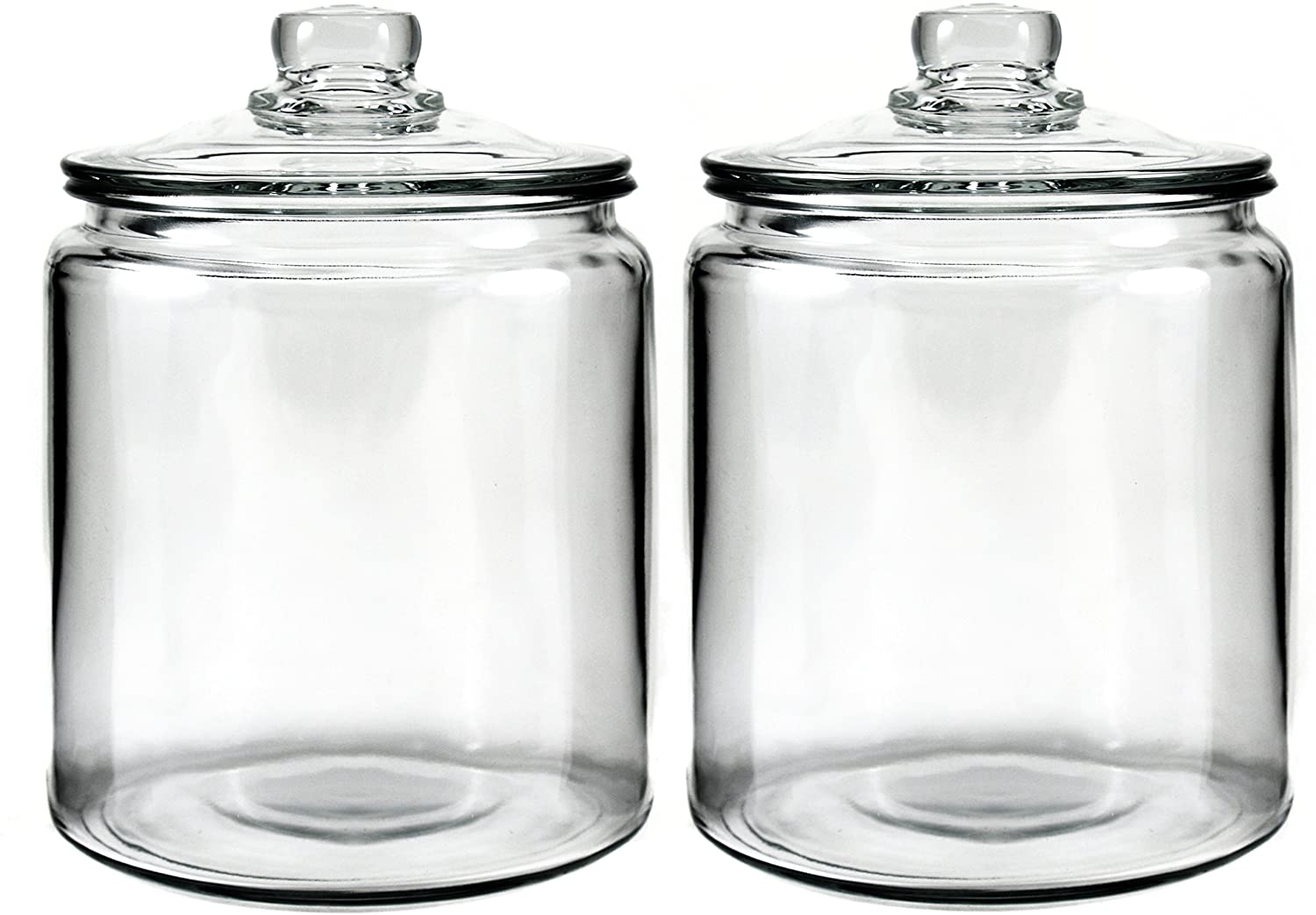 Glass Storage Canister, Clear Jar, With Clear Glass Lid- 1/2 Gallon (Set of 2)