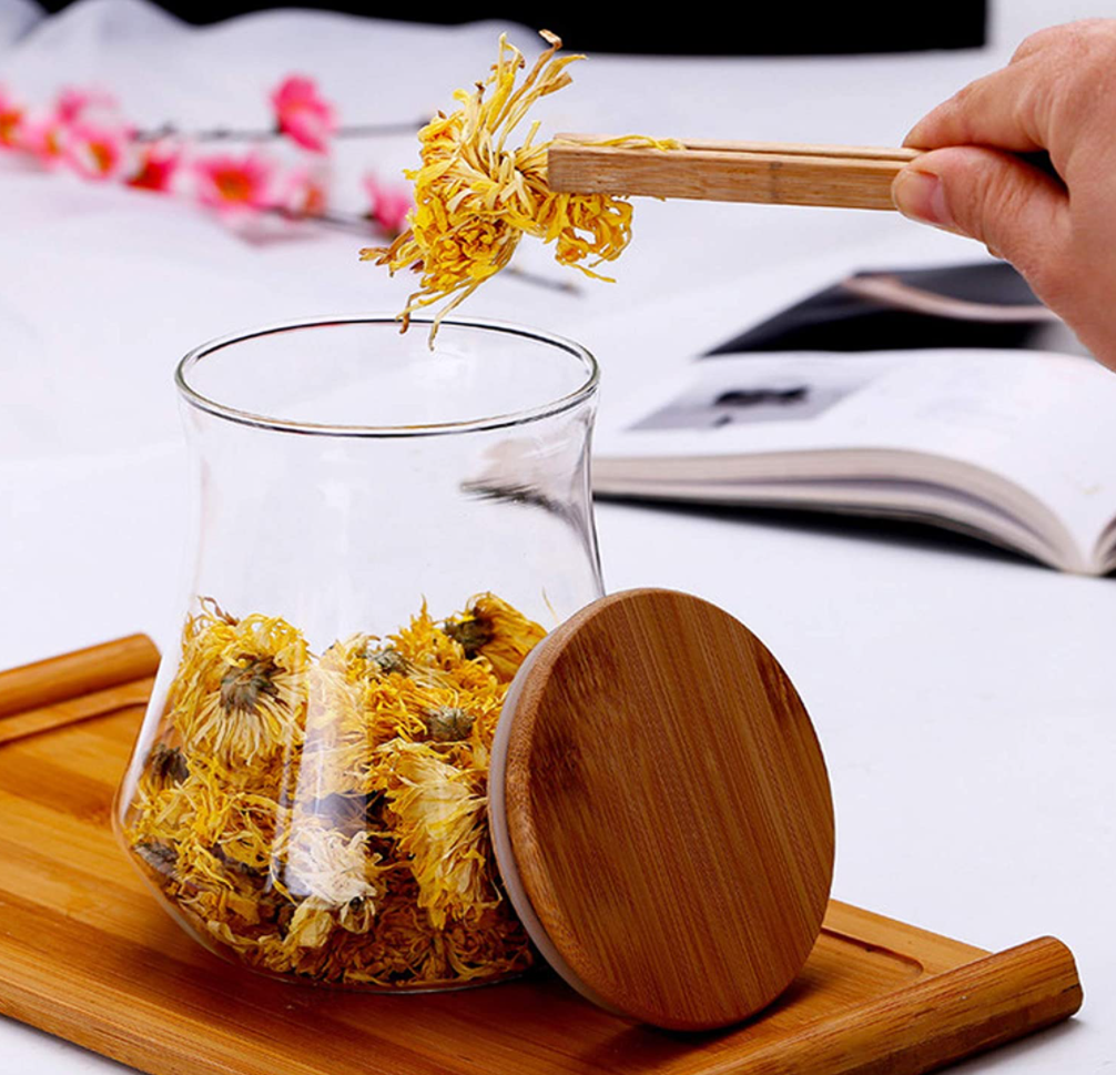Glass Storage Container, Food Storage Glass Jars with Airtight Bamboo Lids, Kitchen Canisters for Candy, Cookie, Rice, Sugar