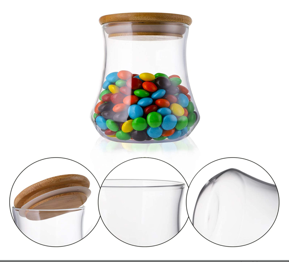 Glass Storage Container, Food Storage Glass Jars with Airtight Bamboo Lids, Kitchen Canisters for Candy, Cookie, Rice, Sugar