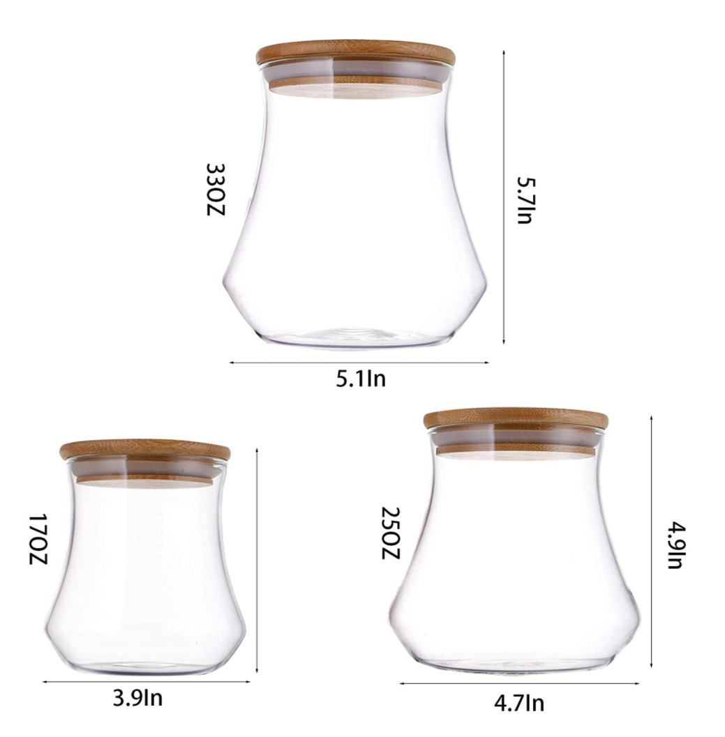 Glass Storage Container, Food Storage Glass Jars with Airtight Bamboo Lids, Kitchen Canisters for Candy, Cookie, Rice, Sugar