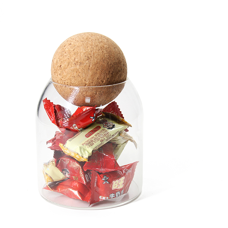 Glass Storage Food Storage Jars With Wood Lid Cork Ball Stopper