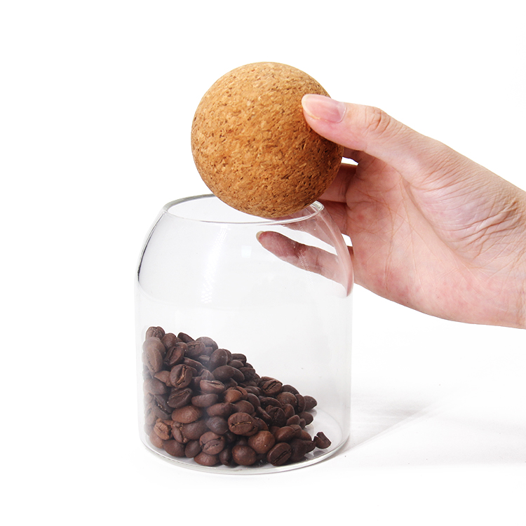 Glass Storage Food Storage Jars With Wood Lid Cork Ball Stopper