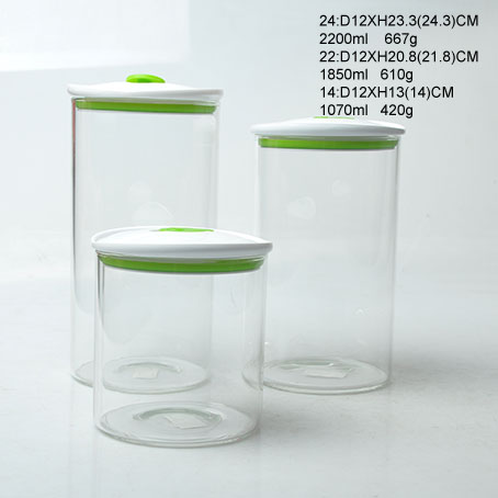 Glass Storage Jar Transparent  Container With Plastic Lid