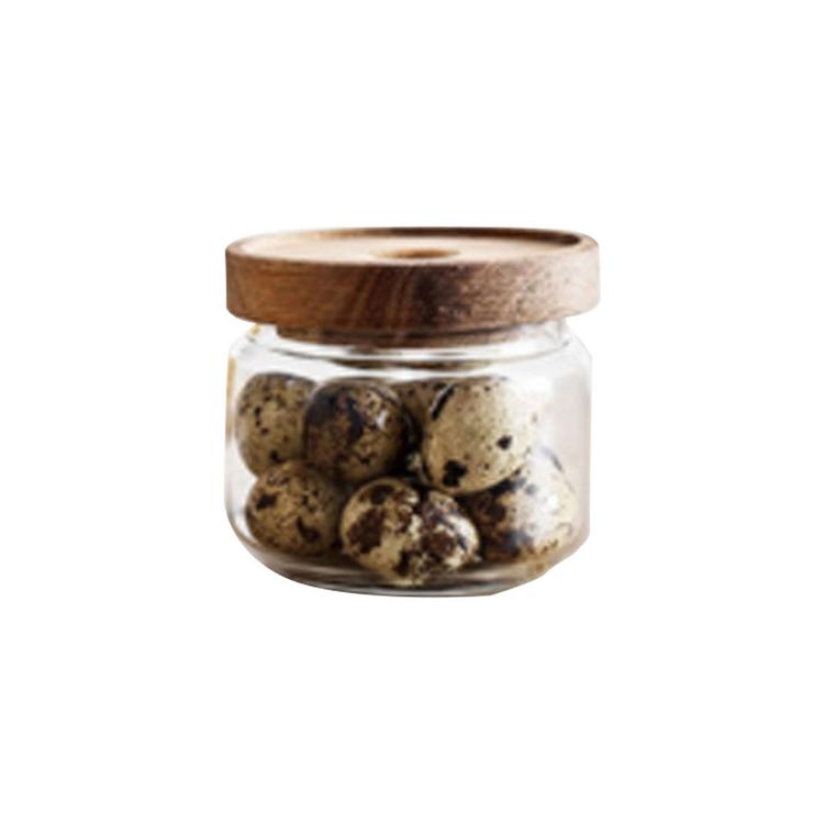 Glass Storage Jar Transparent Kitchen Food Storage Container Acacia wood glass storage jar