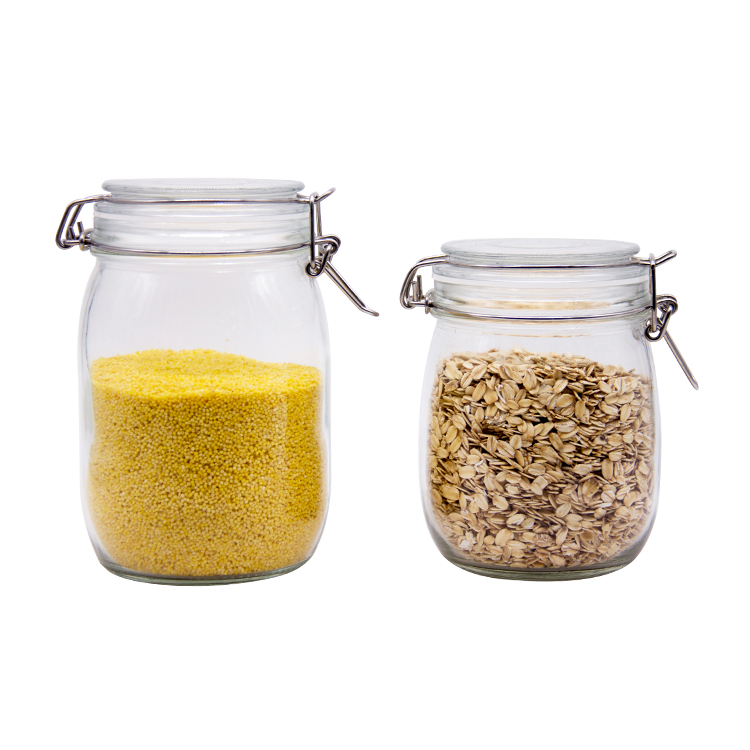 Glass Storage Jar With Seal Lid And Stainless Metal Clip