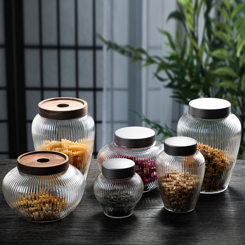 Glass Storage Jar for Candy Storage Jar for Glass Spice Jar with Wooden Lid