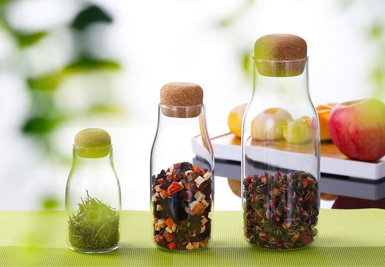 Glass Storage Jar with Sealed Bamboo Lids - 51 oz Clear Glass Bulk Food Storage Canister for Serving Tea, Coffee, Spice, Candy