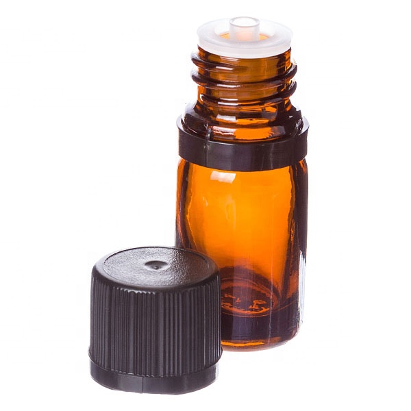 Glass Vials Amber Wholesale Small 5 Ml Dropper Eye Drop Pharmaceutical with Orifice Reducers with Euro-style Caps Acid Etch