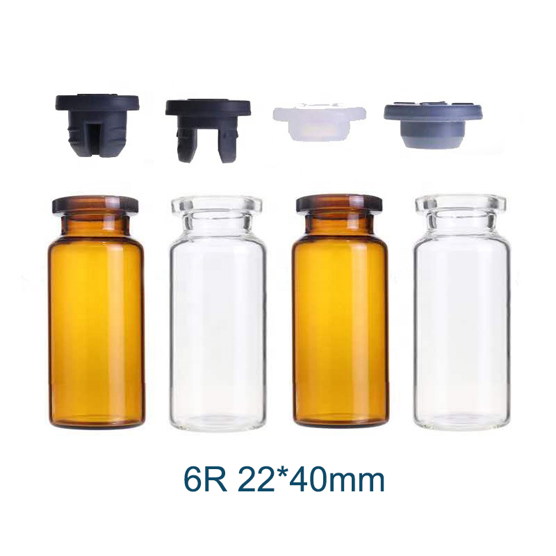 Glass Vials Stopper Injection with Medical Butyl Rubber 5 Ml Screen Printing Amber, Clear or according to Request Carton Box