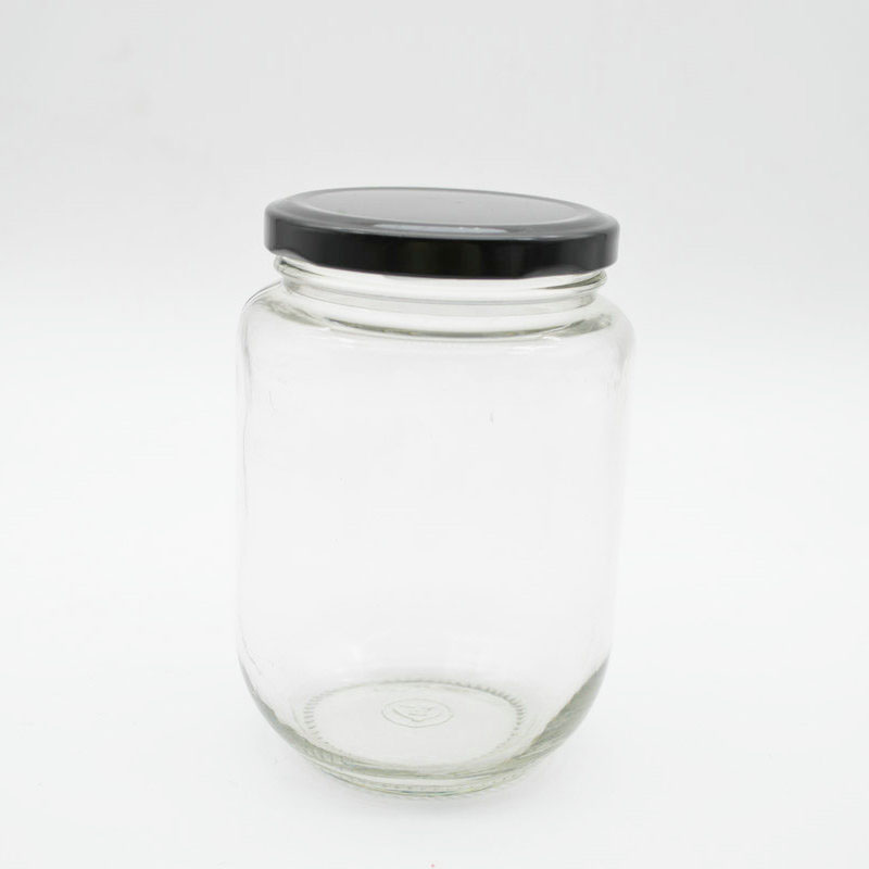 Glass Wide Mouth Jars 16oz With Black Metal Airtight Lid Ideal for Jam,Honey,Wedding Favors,Canning Jars