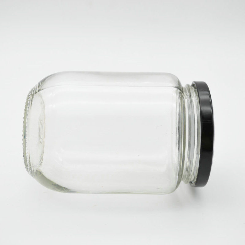 Glass Wide Mouth Jars 16oz With Black Metal Airtight Lid Ideal for Jam,Honey,Wedding Favors,Canning Jars