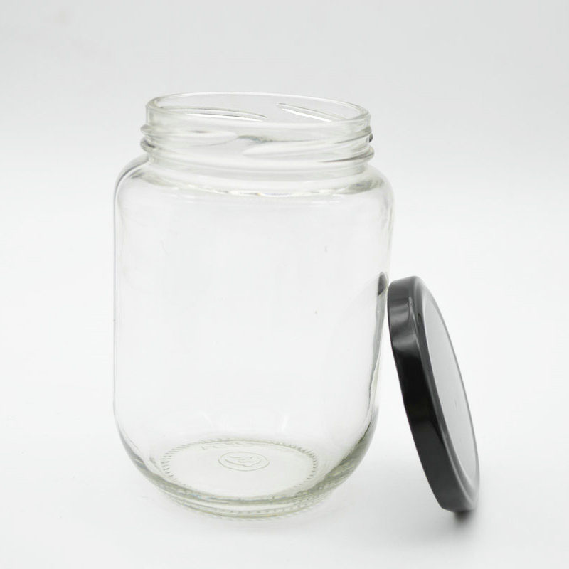 Glass Wide Mouth Jars 16oz With Black Metal Airtight Lid Ideal for Jam,Honey,Wedding Favors,Canning Jars