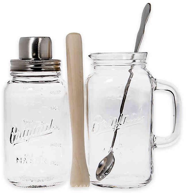 Glass With Stainless Steel Lid And Silicon Ring Whiskey Cocktail Mason Jar Shaker