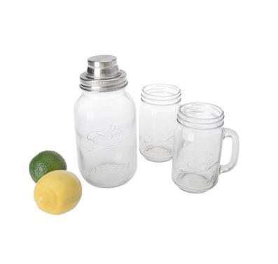 Glass With Stainless Steel Lid And Silicon Ring Whiskey Cocktail Mason Jar Shaker