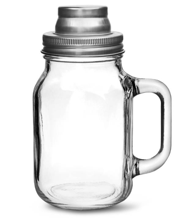 Glass With Stainless Steel Lid And Silicon Ring Whiskey Cocktail Mason Jar Shaker